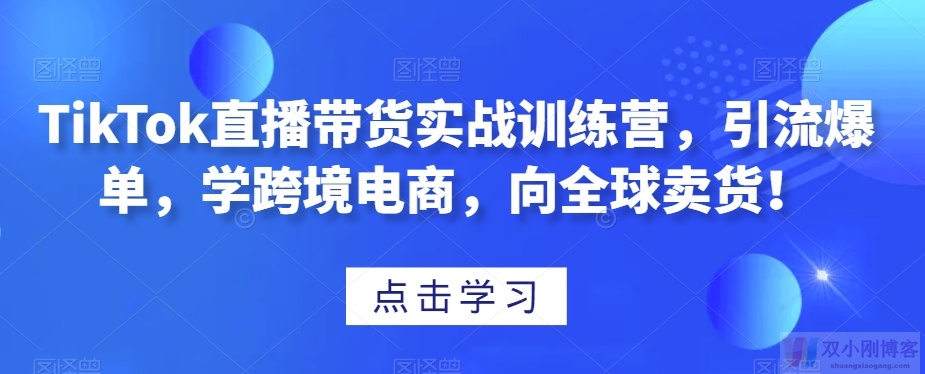 TIKTOK直播带货实战训练营，引流爆单，学跨境电商，向全球卖货！