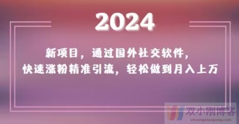 2024新项目，通过国外社交软件，快速涨粉精准引流，轻松做到月入上万