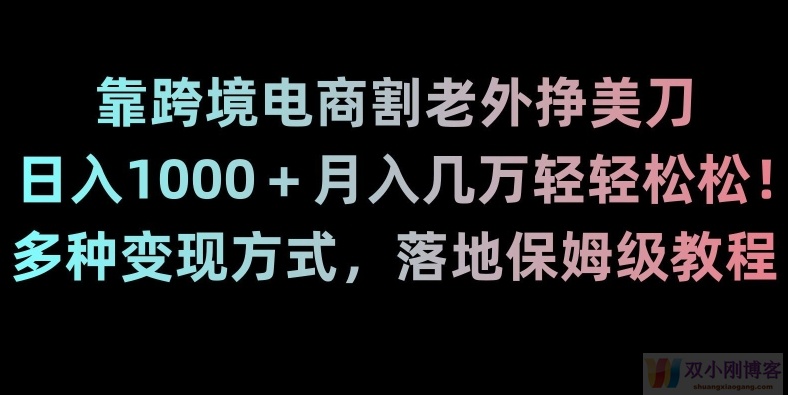 靠跨境电商割老外挣美刀，日入1000＋月入几万轻轻松松！多种变现方式，落地保姆级教程