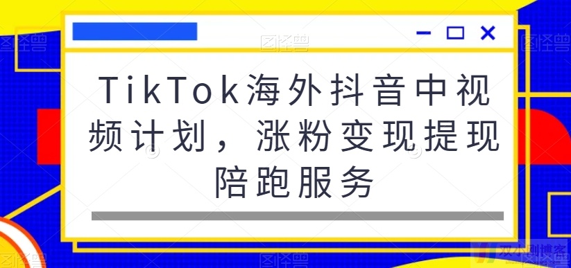 TIKTOK海外抖音中视频计划，涨粉变现提现陪跑服务