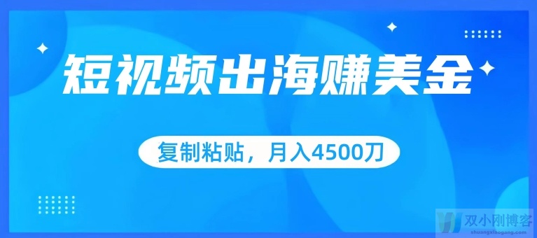 短视频出海赚美金，复制粘贴批量操作，小白轻松掌握，月入4500美刀