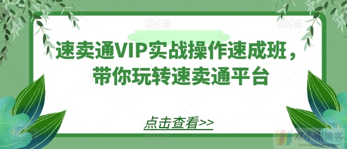 速卖通VIP实战操作速成班，带你玩转速卖通平台