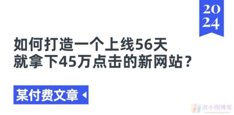 某付费文章《如何打造一个上线56天就拿下45万点击的新网站?》