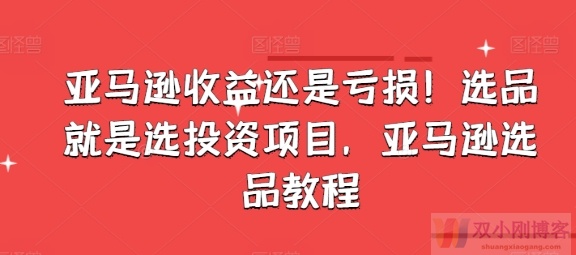 亚马逊收益还是亏损！选品就是选投资项目，亚马逊选品教程