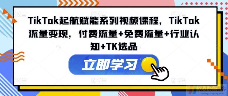 TIKTOK起航赋能系列视频课程，TIKTOK流量变现，付费流量+免费流量+行业认知+TK选品