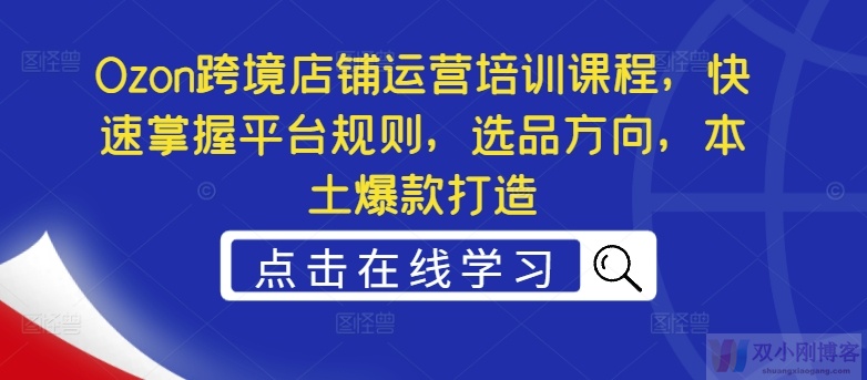 OZON跨境店铺运营培训课程，快速掌握平台规则，选品方向，本土爆款打造