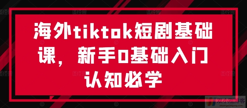 海外TIKTOK短剧基础课，新手0基础入门认知必学